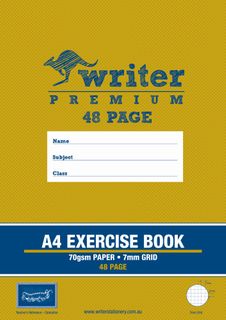Writer Premium A4 48pg 7mm Grid Exercise Book