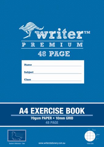 Writer Premium A4 48pg 10mm Grid Exercise Book