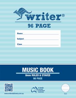 Writer 225x175mm 96pg 8mm Ruled & Staved Music Book