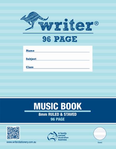 Writer 225x175mm 96pg 8mm Ruled & Staved Music Book