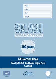 Splash A4 192pg 8mm Ruled Exercise Book