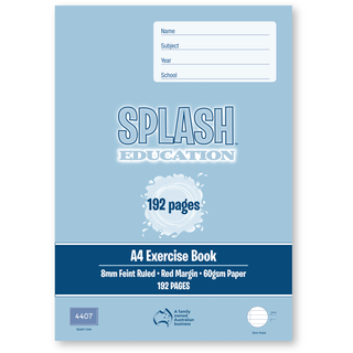 Splash A4 192pg 8mm Ruled Exercise Book
