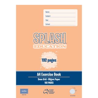 Splash A4 192pg 5mm Grid Exercise Book