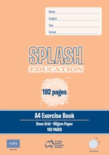 Splash A4 192pg 5mm Grid Exercise Book