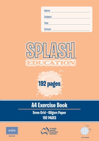 Splash A4 192pg 5mm Grid Exercise Book