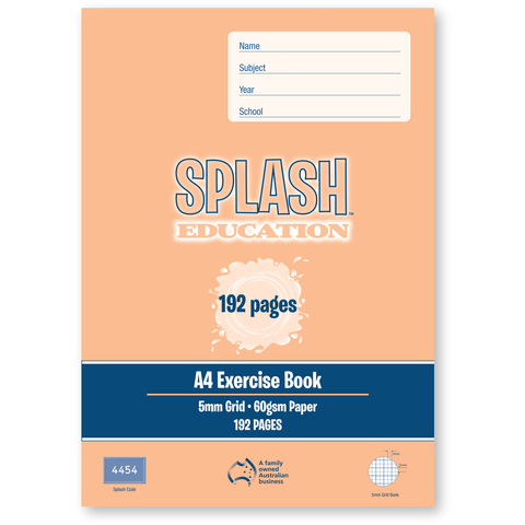 Splash A4 192pg 5mm Grid Exercise Book