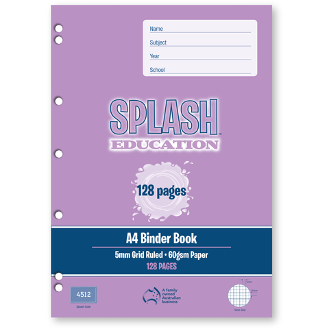 Splash A4 128pg 5mm Grid Binder Book