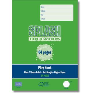 Splash 330x240mm 64pg Plain/10mm Solid Ruled Playbook