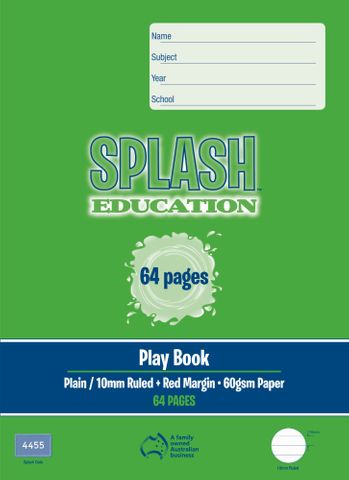 Splash 330x240mm 64pg Plain/10mm Solid Ruled Playbook