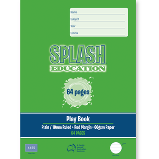 Splash 330x240mm 64pg Plain/10mm Solid Ruled Playbook