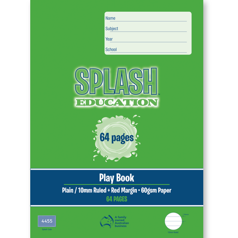 Splash 330x240mm 64pg Plain/10mm Solid Ruled Playbook