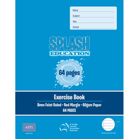 Splash 9*7 64pg 8mm Ruled Exercise Book