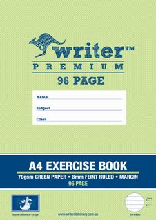Writer Premium A4 96pg Green 8mm Ruled Exercise Book