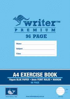 Writer Premium A4 96pg Blue 8mm Ruled Exercise Book