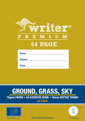 Writer Premium A4 64pg 18mm Dotted Thirds Ground/Grass/Sky Ex. Book