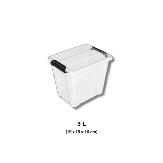 Protext 3ltr Clear Storage Tub with clip lock lid