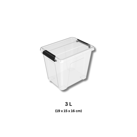 Protext 3ltr Clear Storage Tub with clip lock lid