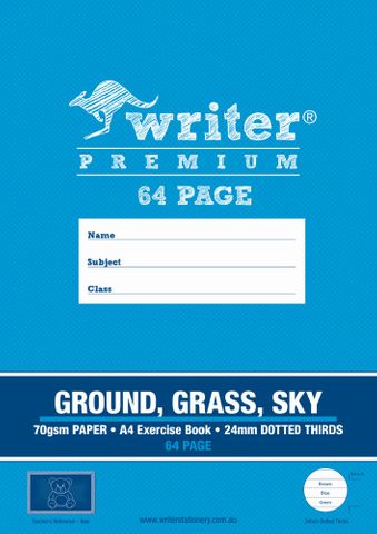 Writer Premium A4 64pg 24mm Dotted Thirds Ground/Grass/Sky Ex. Book