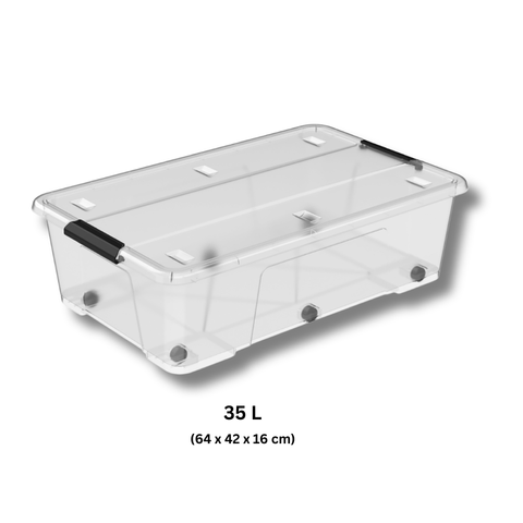 Protext 35ltr Clear Storage Tub with clip lock lid
