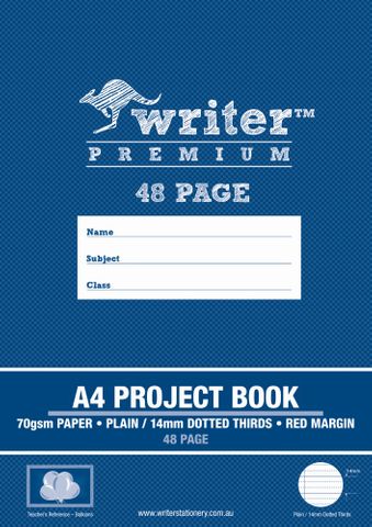 Writer Premium A4 48pg Plain/14mm Dotted Thirds Project Book