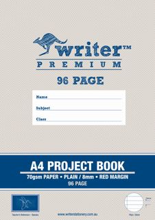 Writer Premium A4 96pg Plain/8mm Ruled Project Book