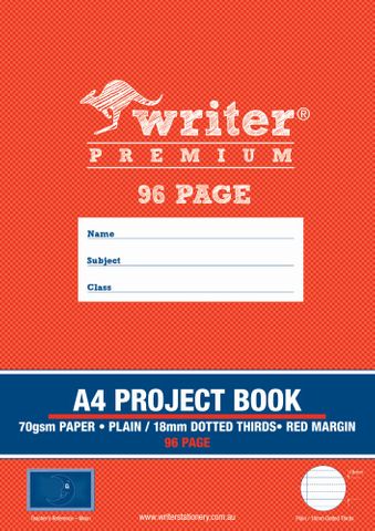 Writer Premium A4 96pg Plain/18mm Dotted Thirds Project Book