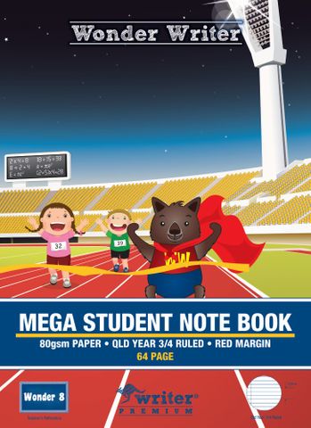 Wonder Writer 330x240mm 64pg Qld Yr3/4 Ruled Mega Exercise Book