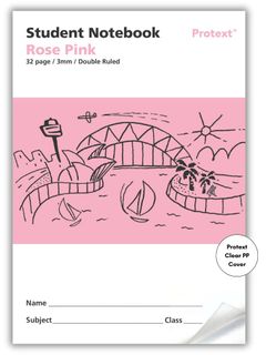 Protext Rose Pink 32pg 3mm Double Ruled Student Notebook