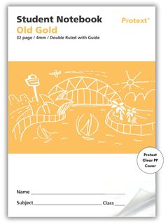 Protext Old Gold 32pg 4mm Double Ruled/Guide Student Notebook