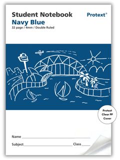 Protext Navy Blue 32pg 4mm Double Ruled Student Notebook