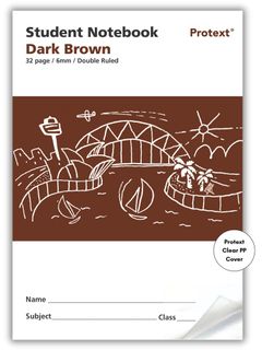 Protext Dark Brown 32pg 6mm Double Ruled Student Notebook