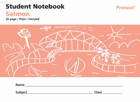 Protext Salmon 32pg Plain Student Notebook