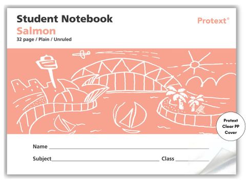 Protext Salmon 32pg Plain Student Notebook
