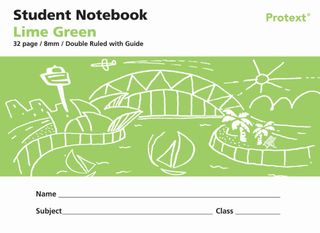 Protext Lime Green 32pg 8mm Double Ruled/Guide Student Notebook