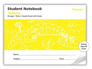 Protext Yellow 32pg 10mm Double Ruled/Guide Student Notebook