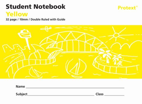 Protext Yellow 32pg 10mm Double Ruled/Guide Student Notebook