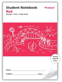 Protext Red 64pg 12mm Single Ruled Student Notebook