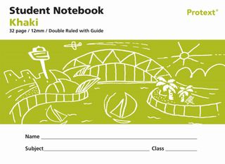 Protext Khaki 32pg 12mm Double Ruled/Guide Student Notebook