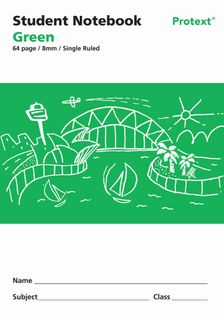 Protext Green 64pg 8mm Single Ruled Student Notebook