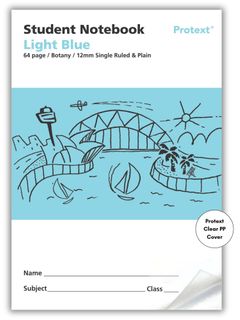 Protext Light Blue 64pg 12mm Single Ruled/Plain Student Notebook