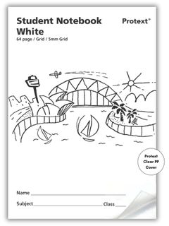 Protext White 64pg 5mm Grid Student Notebook