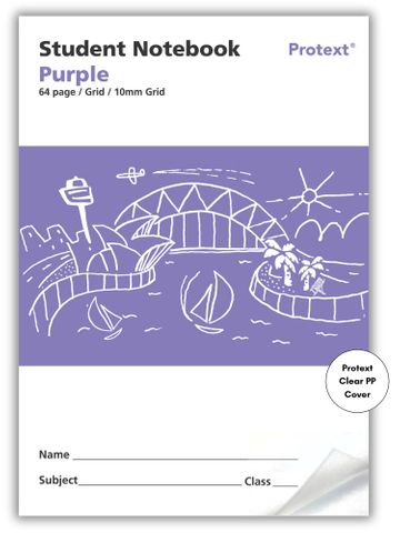 Protext Purple 64pg 10mm Grid Student Notebook