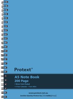 Protext A5 200pg Twin Wire PP Note Book - Blue