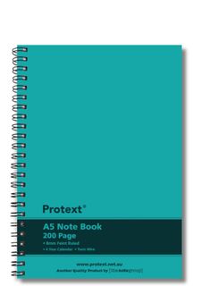Protext A5 200pg Twin Wire PP Note Book - Aqua