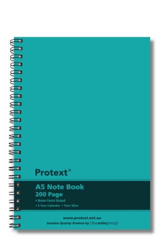 Protext A5 200pg Twin Wire PP Note Book - Aqua