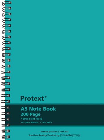 Protext A5 200pg Twin Wire PP Note Book - Aqua