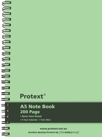Protext A5 200pg Twin Wire PP Note Book - Lime