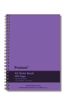 Protext A5 200pg Twin Wire PP Note Book - Purple