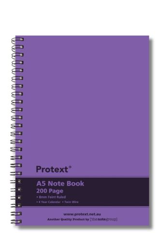 Protext A5 200pg Twin Wire PP Note Book - Purple