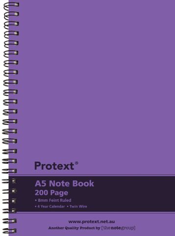 Protext A5 200pg Twin Wire PP Note Book - Purple